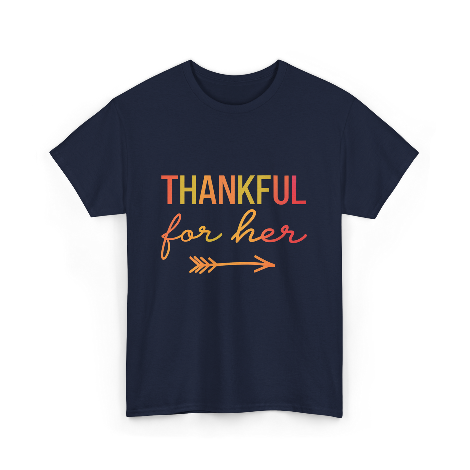 Thankful for Her Thanksgiving Family T-Shirt - Navy