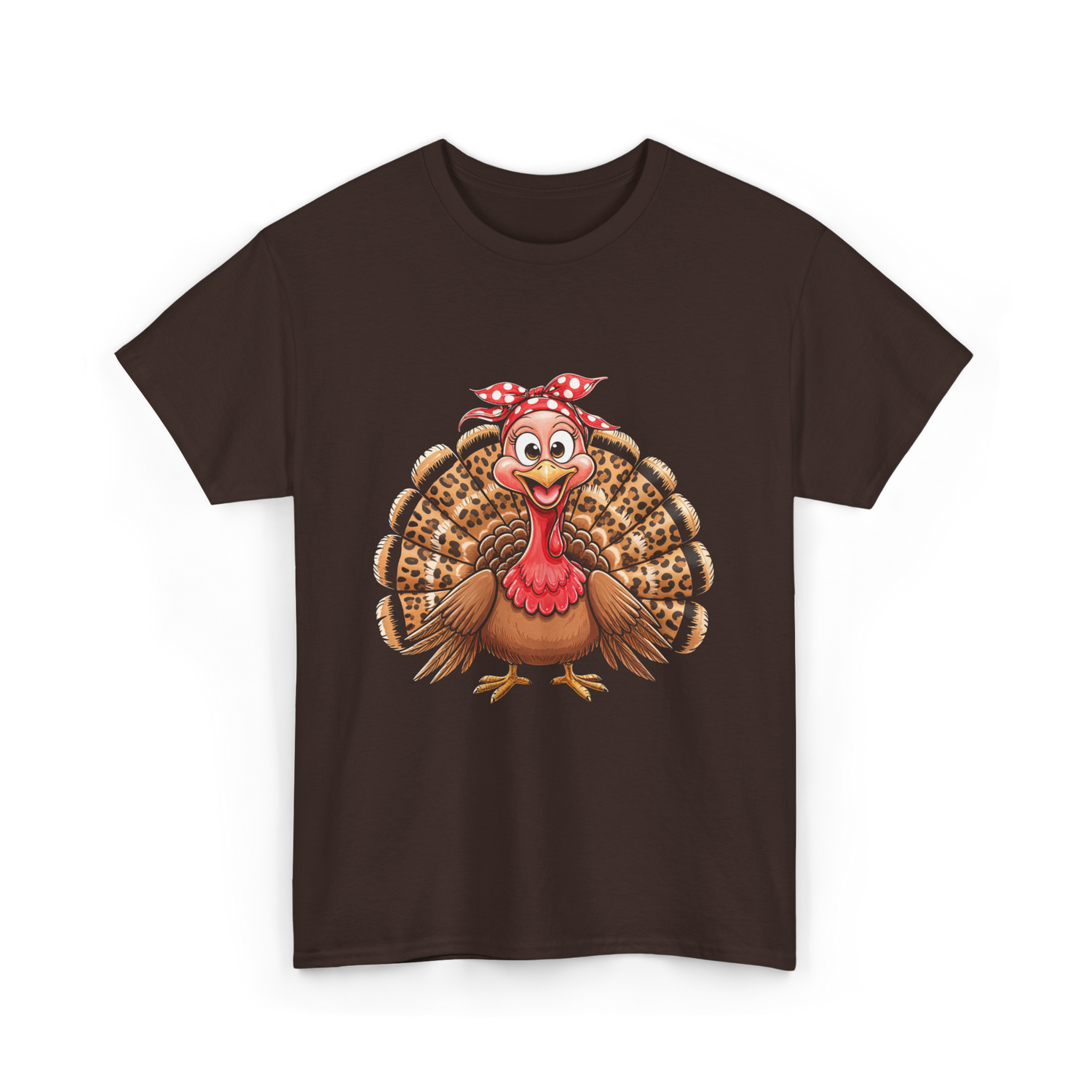 Thanksgiving Leopard Turkey T-Shirt - Dark Chocolate