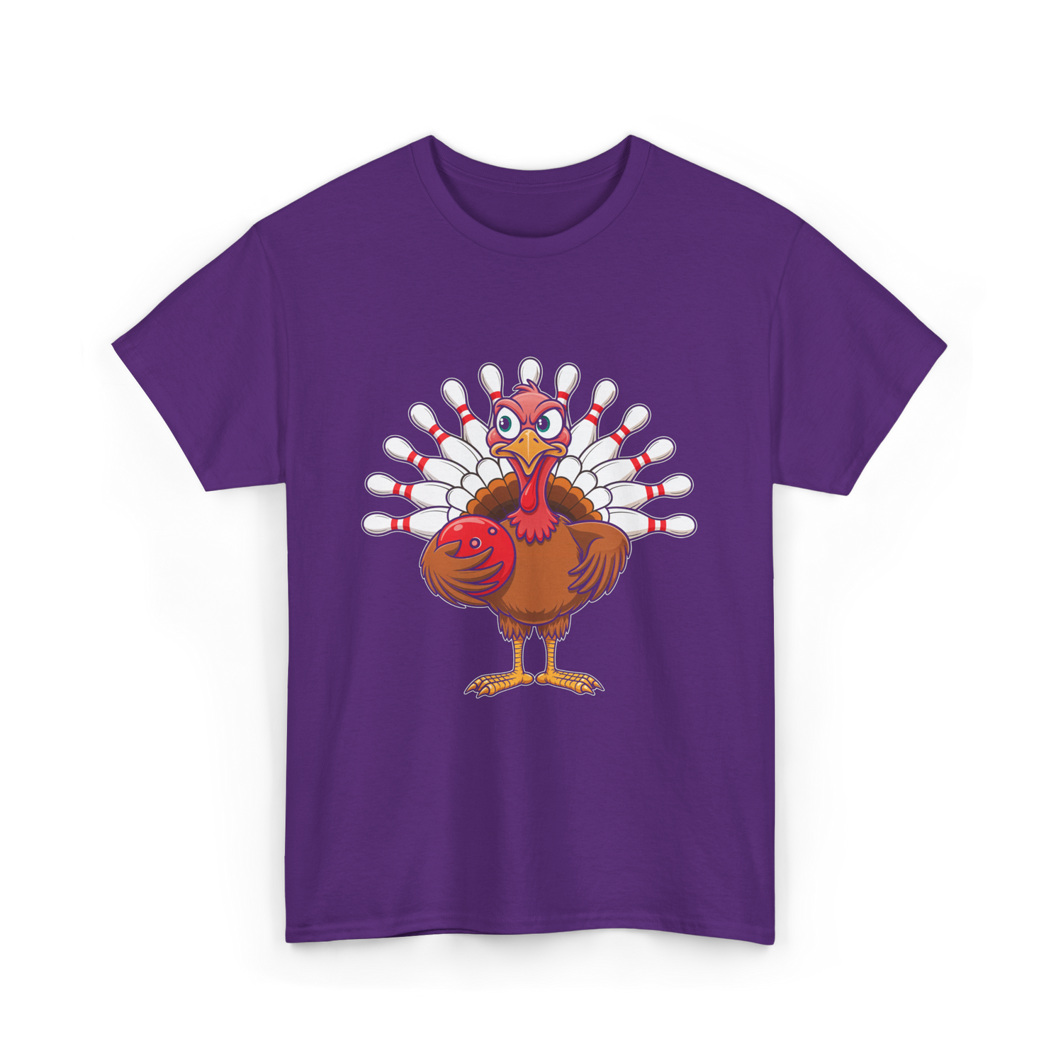 Thanksgiving Turkey Bowling Turkey T-Shirt - Purple