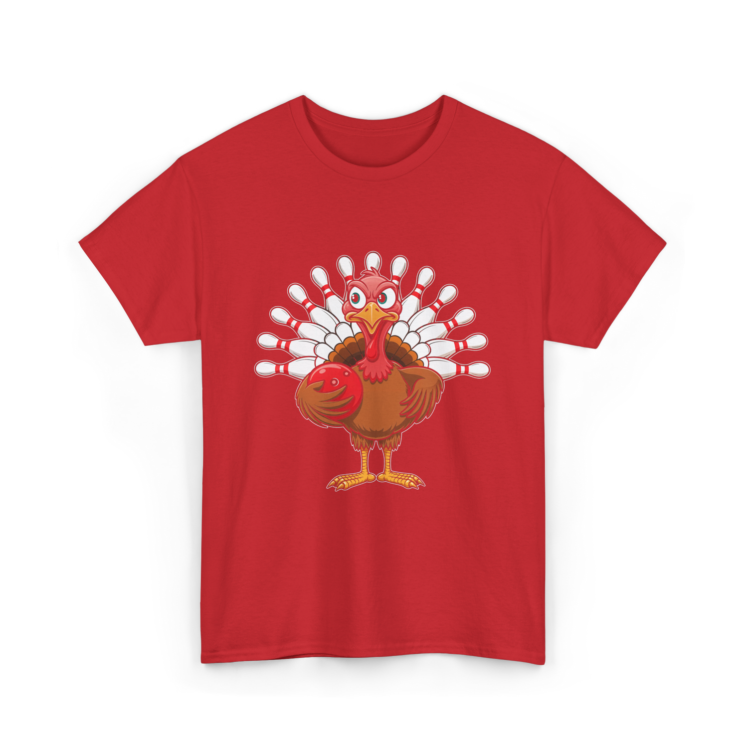 Thanksgiving Turkey Bowling Turkey T-Shirt - Red