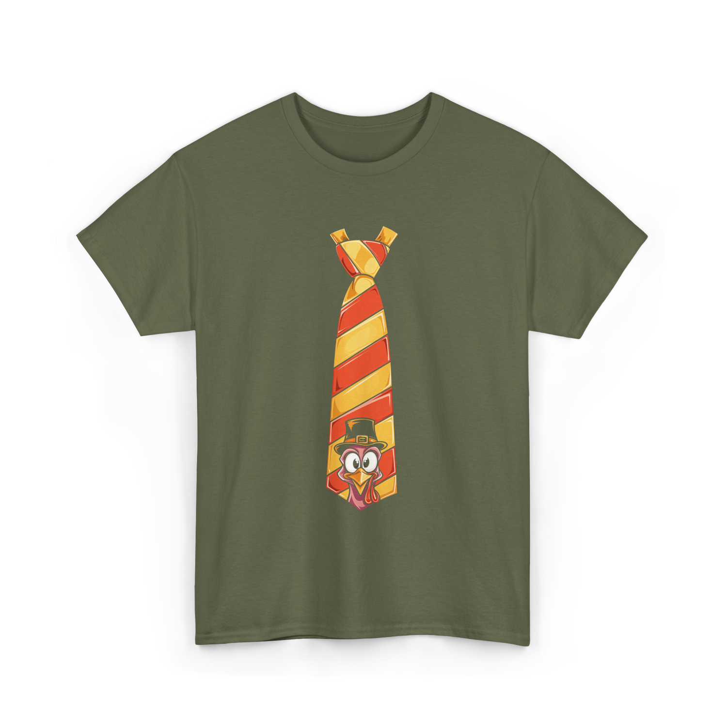 Thanksgiving Turkey Tie Thanksgiving T-Shirt - Military Green