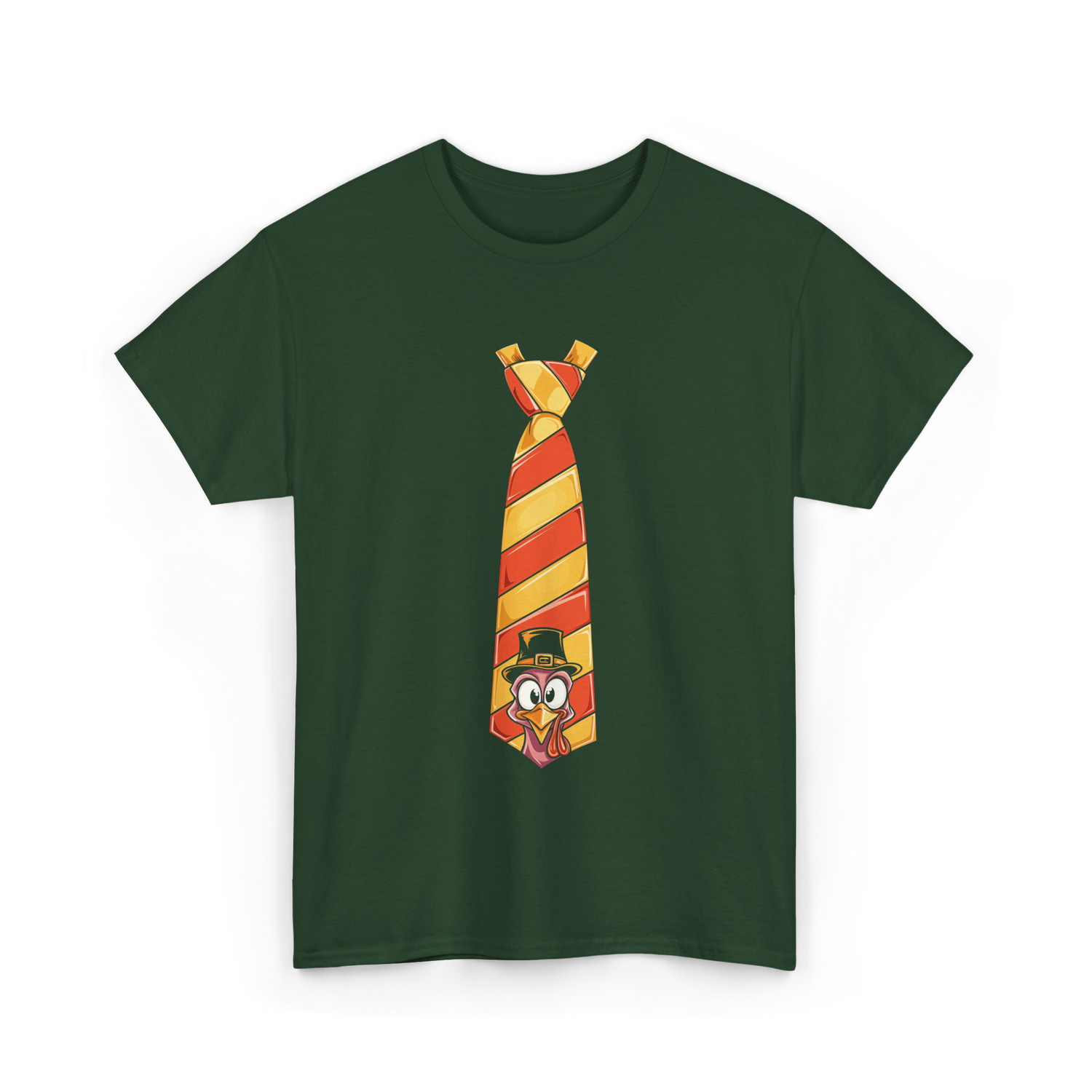 Thanksgiving Turkey Tie Thanksgiving T-Shirt - Forest Green