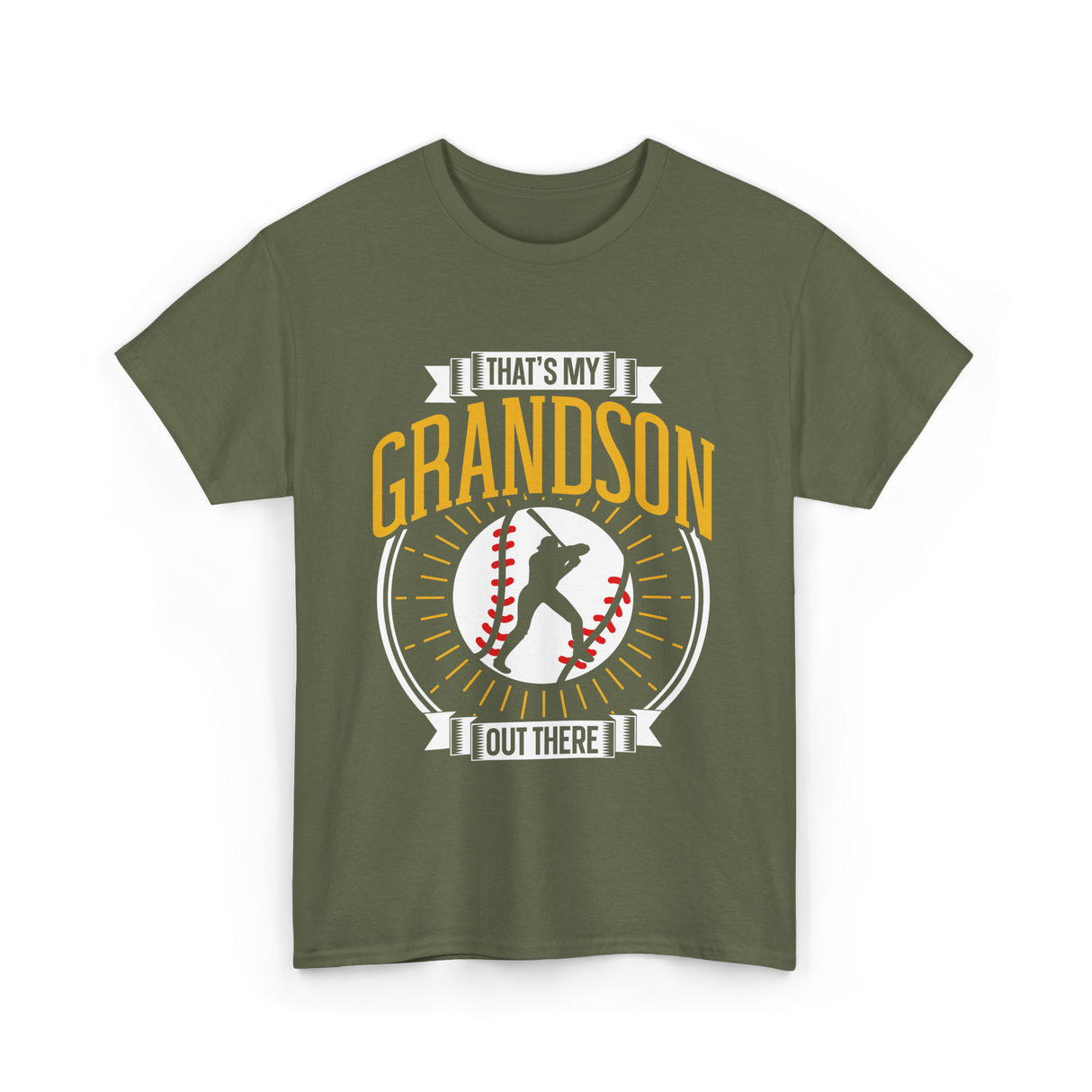 That's My Grandson Baseball Athlete T-Shirt - Military Green