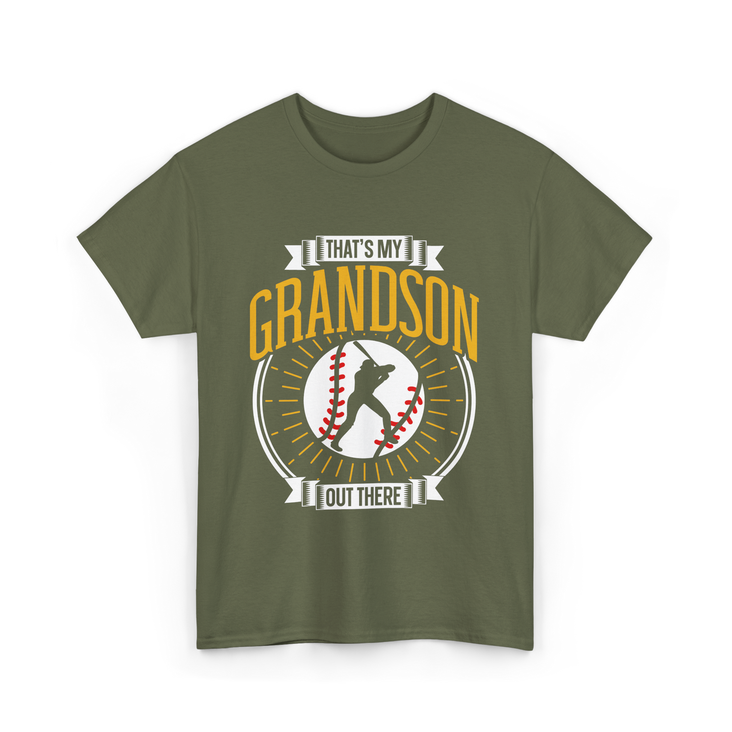 That's My Grandson Baseball Athlete T-Shirt - Military Green