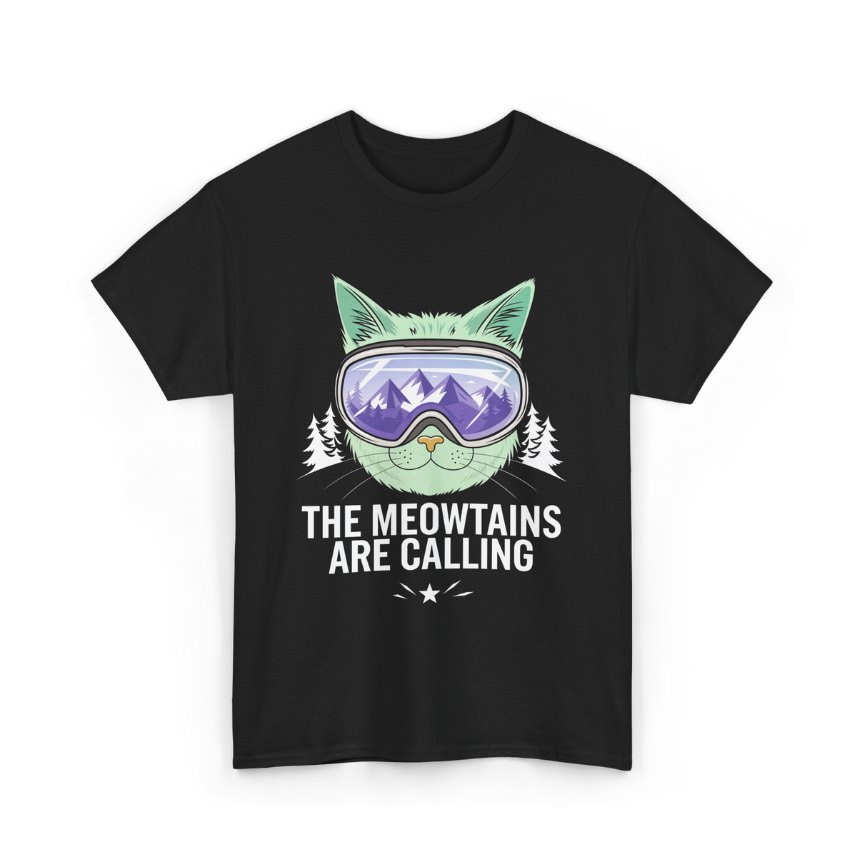 The Meowtains Are Calling Snowboard T-Shirt - Black
