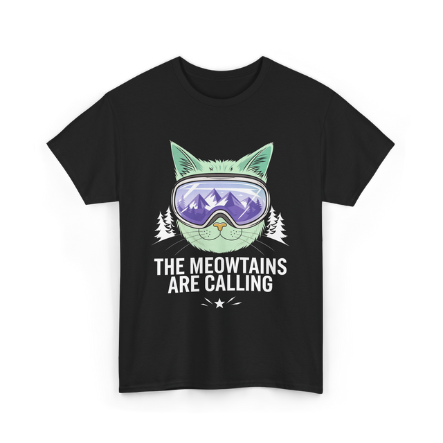 The Meowtains Are Calling Snowboard T-Shirt - Black