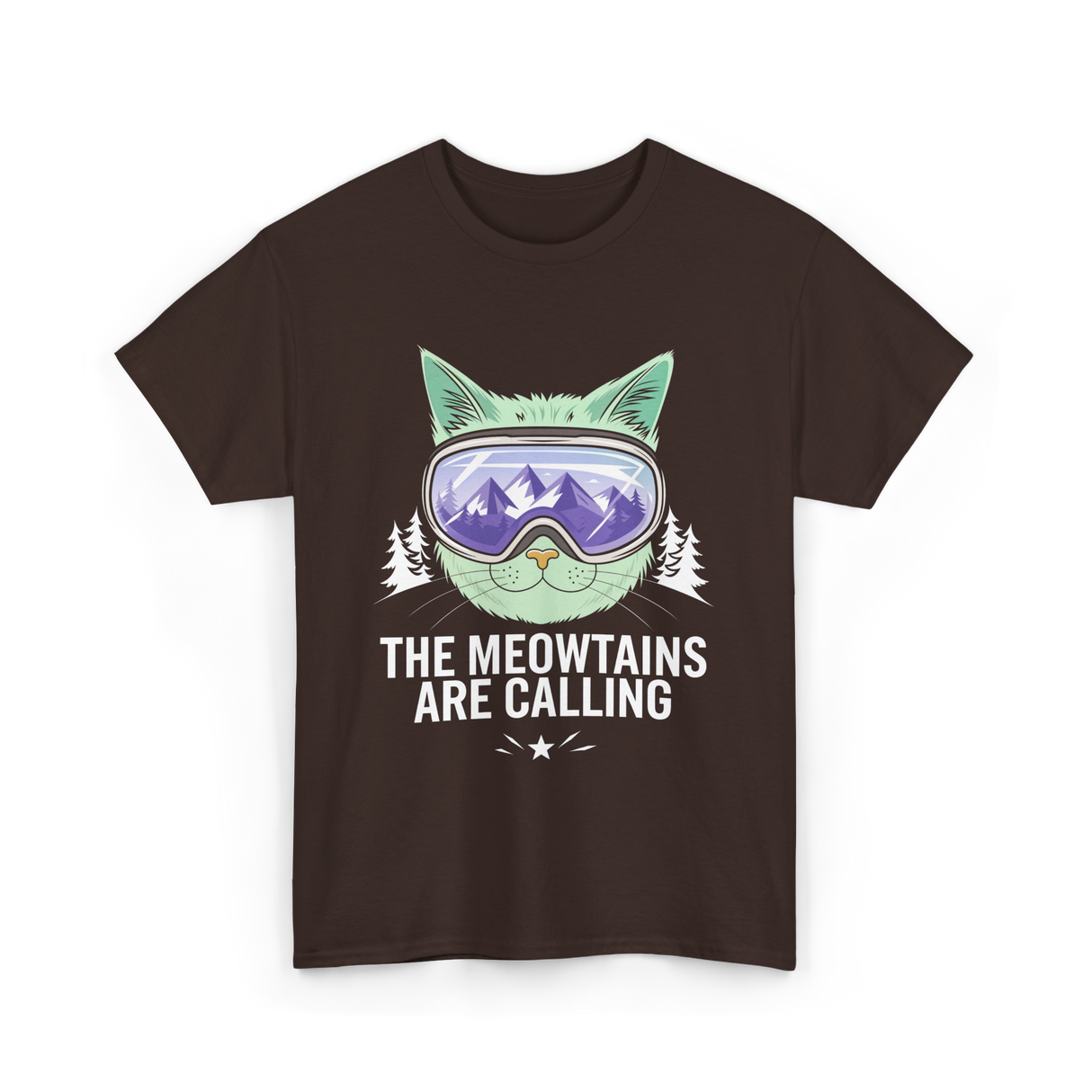 The Meowtains Are Calling Snowboard T-Shirt - Dark Chocolate