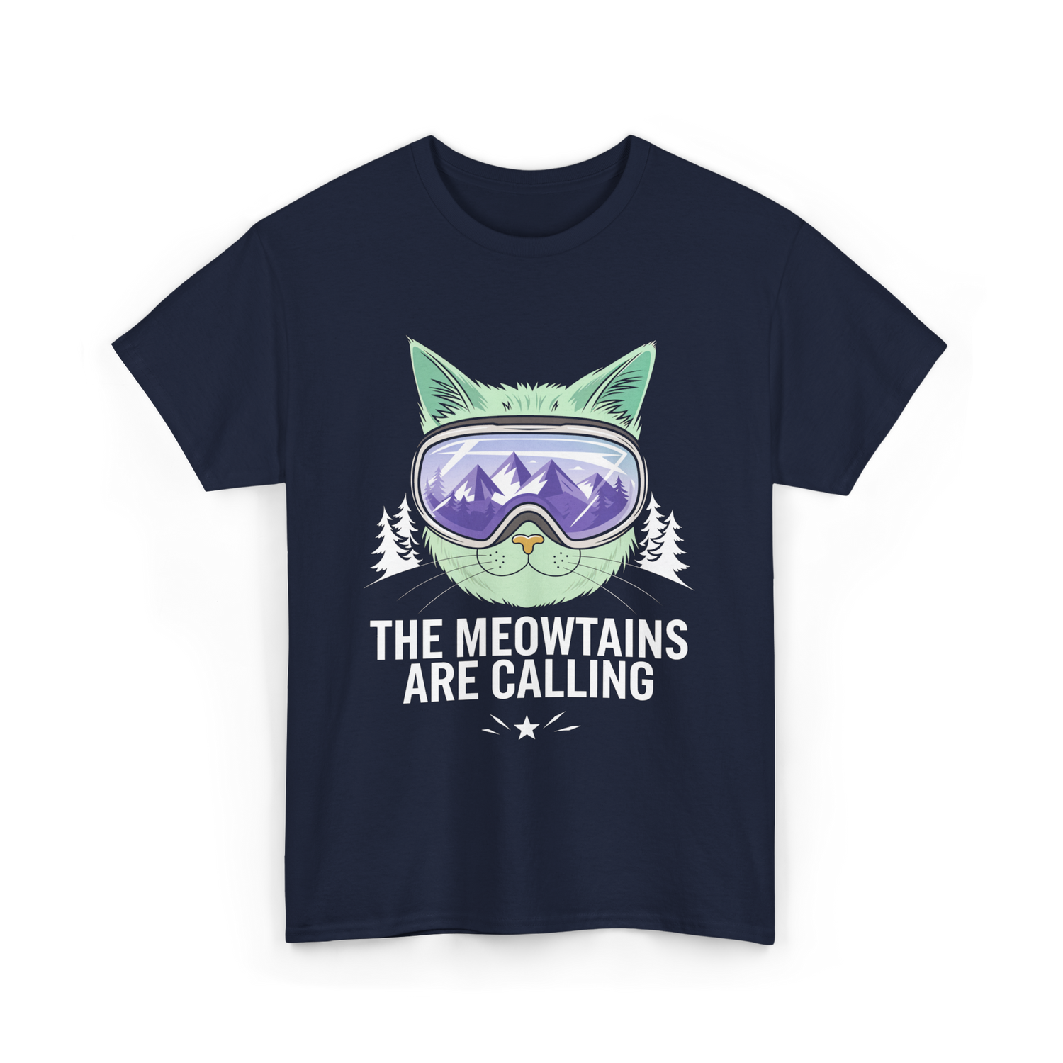 The Meowtains Are Calling Snowboard T-Shirt - Navy
