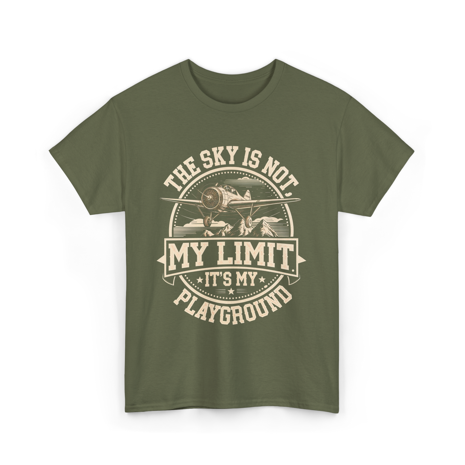 The Sky Is Not Limit Playground Pilot T-Shirt - Military Green