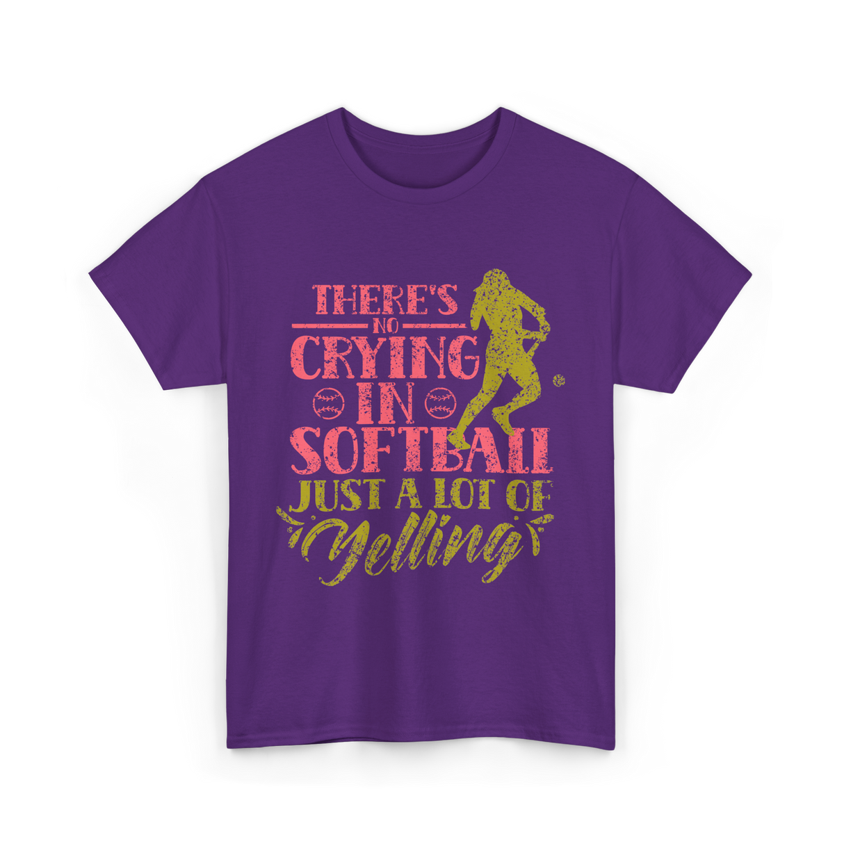There's No Crying Softball T-Shirt - Purple