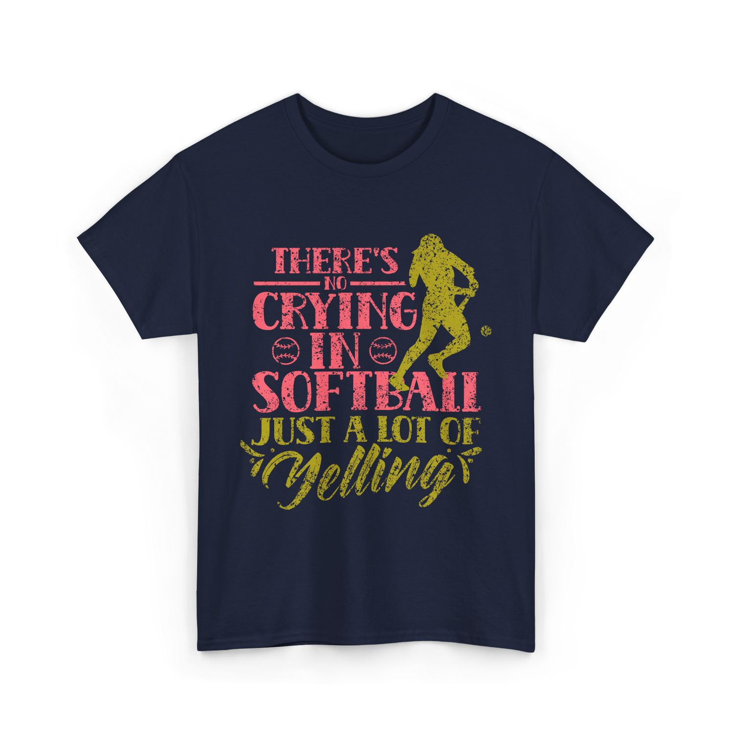 There's No Crying Softball T-Shirt - Navy