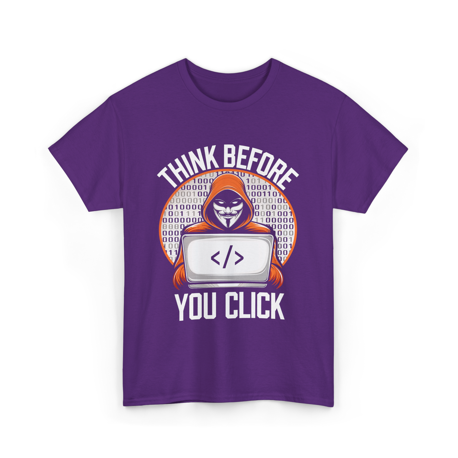 Think Before You Click Cybersecurity T-Shirt - Purple
