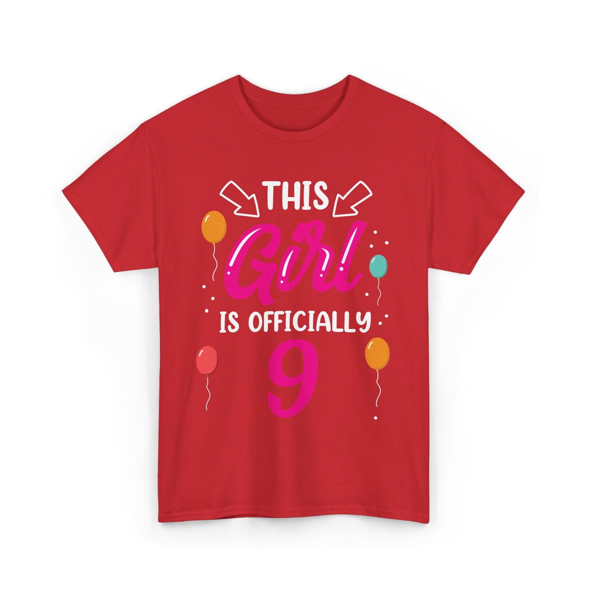 This Girl Is 9 Birthday Girls T-Shirt - Red
