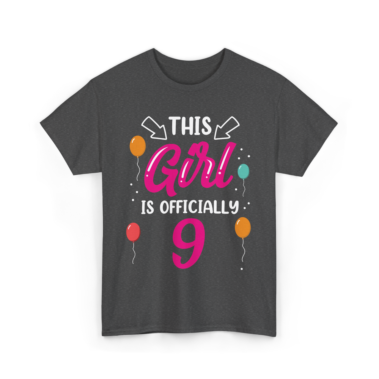 This Girl Is 9 Birthday Girls T-Shirt - Dark Heather