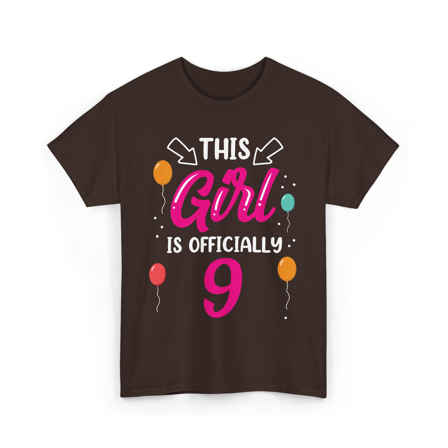 This Girl Is 9 Birthday Girls T-Shirt - Dark Chocolate