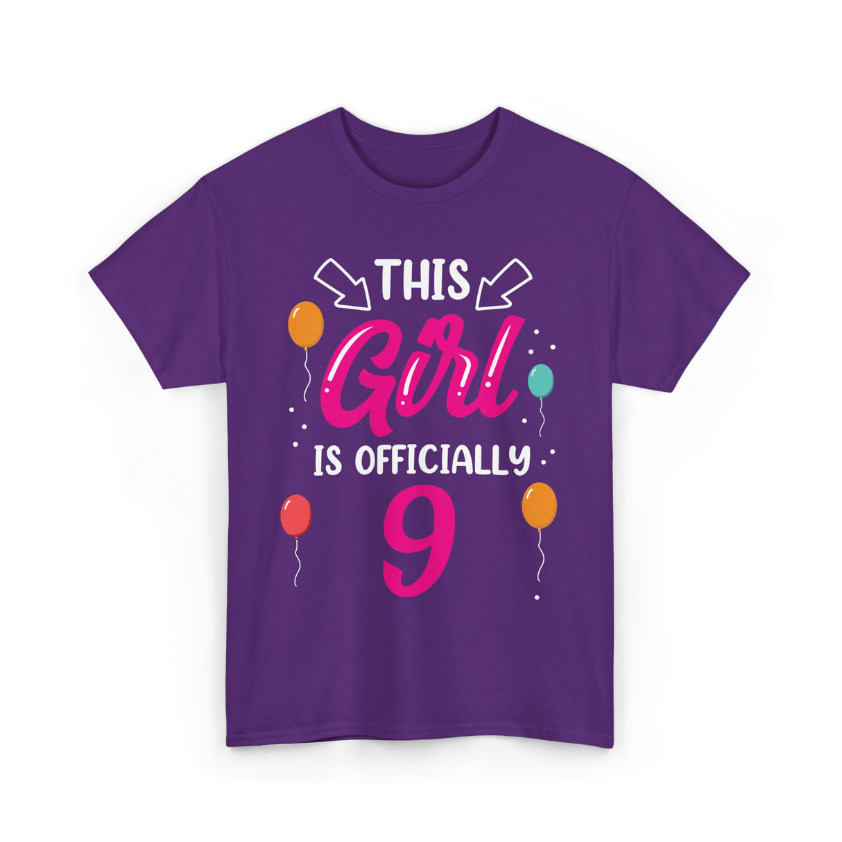This Girl Is 9 Birthday Girls T-Shirt - Purple