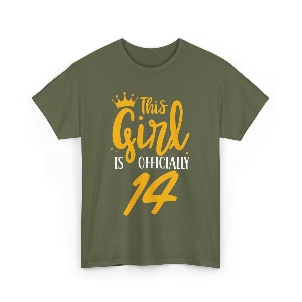 This Girl Is Officially 14 Birthday T-Shirt - Military Green