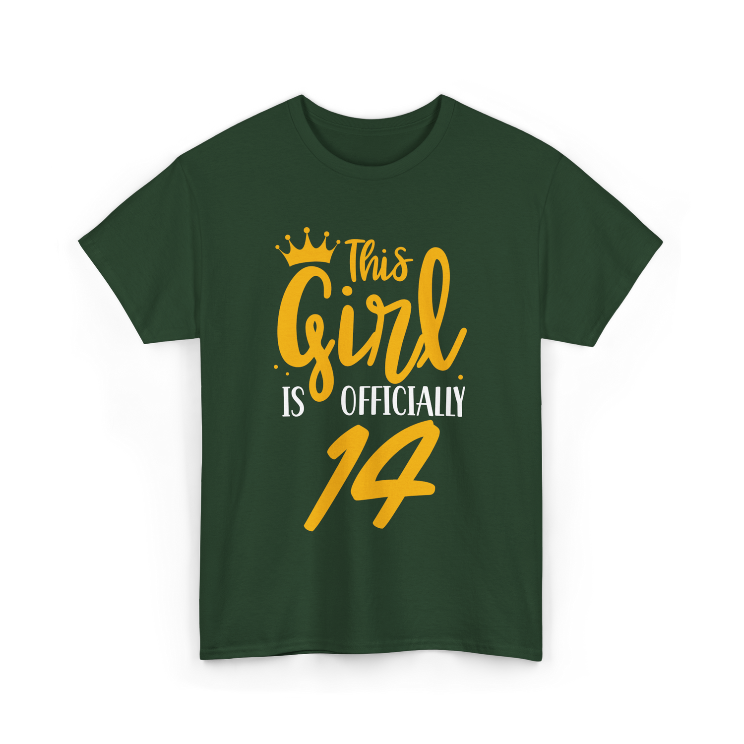This Girl Is Officially 14 Birthday T-Shirt - Forest Green