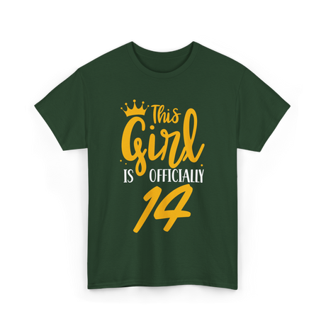 This Girl Is Officially 14 Birthday T-Shirt - Forest Green