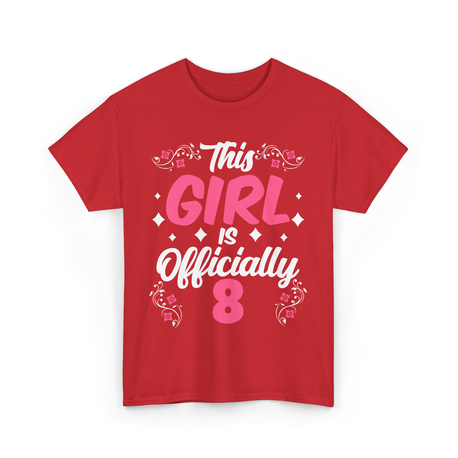 This Girl Is Officially 8 Birthday T-Shirt - Red