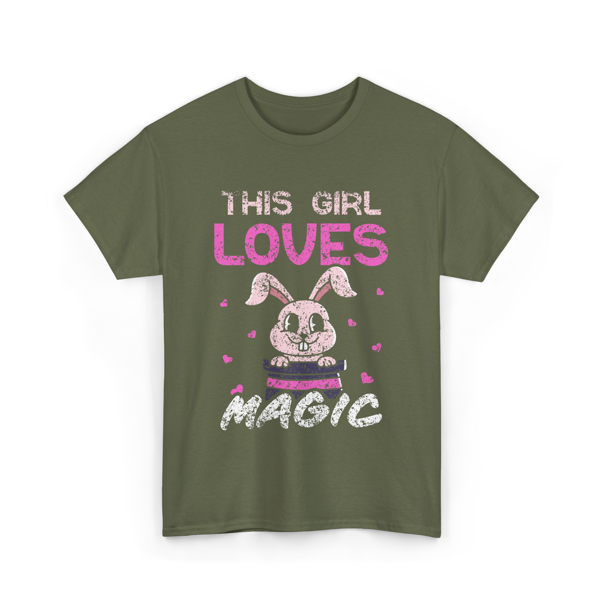 This Girl Loves Magic Bunny T-Shirt - Military Green