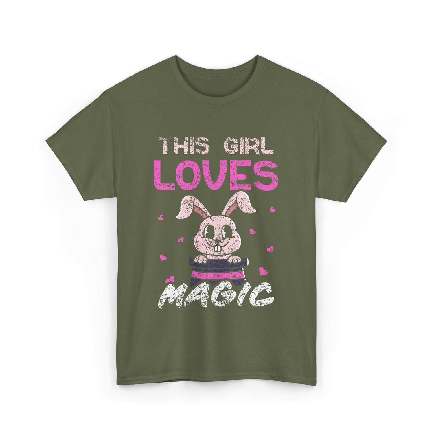This Girl Loves Magic Bunny T-Shirt - Military Green