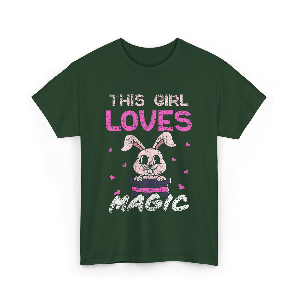 This Girl Loves Magic Bunny T-Shirt - Forest Green