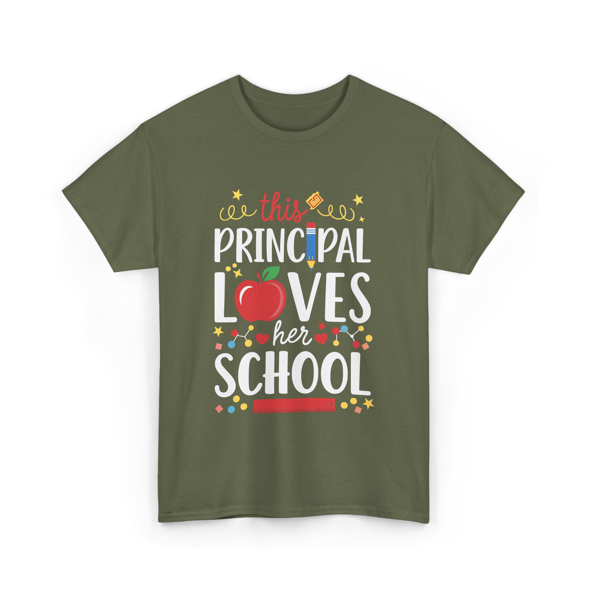 This Principal Loves School Principal T-Shirt - Military Green