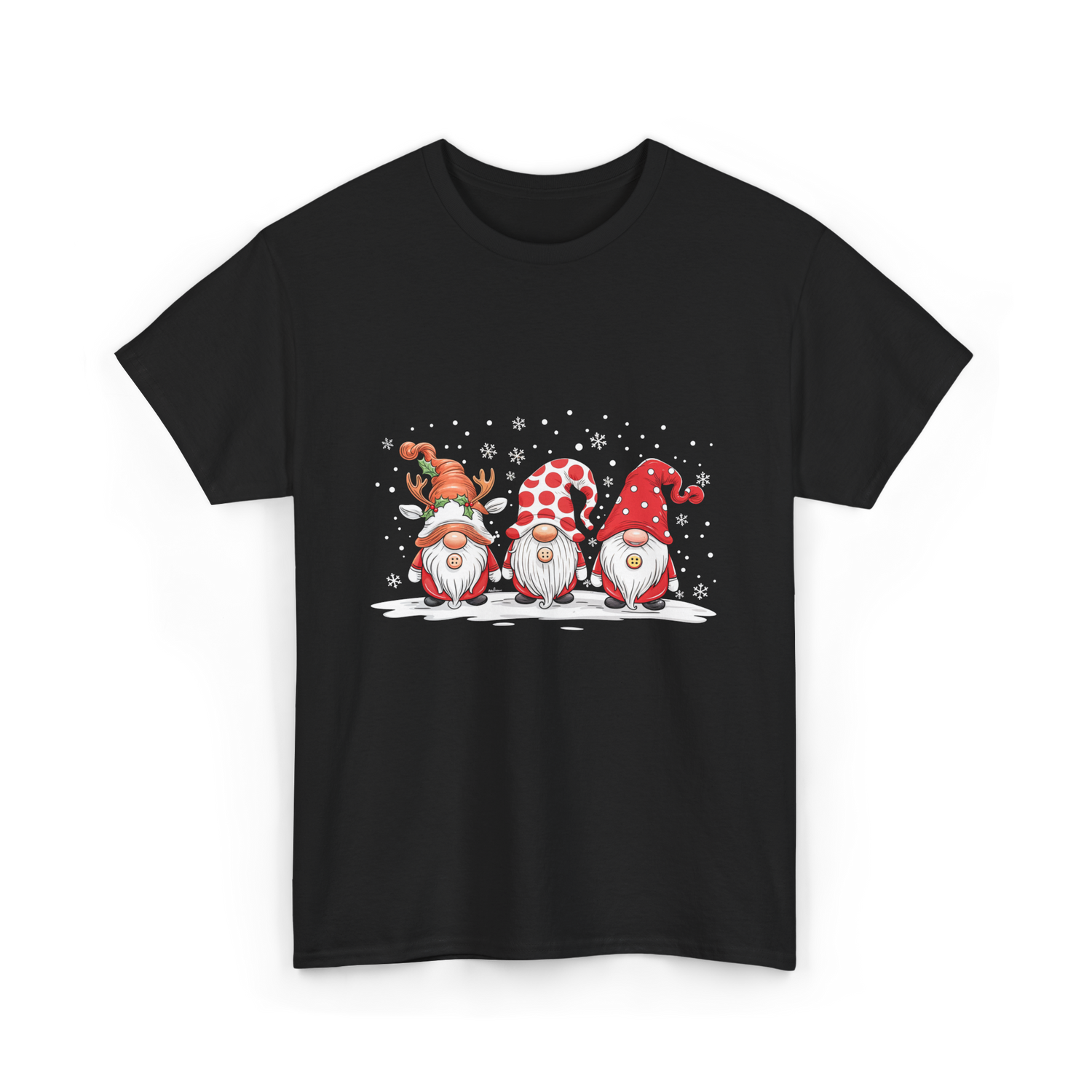Three Gnomes Winter Christmas T-Shirt - Black
