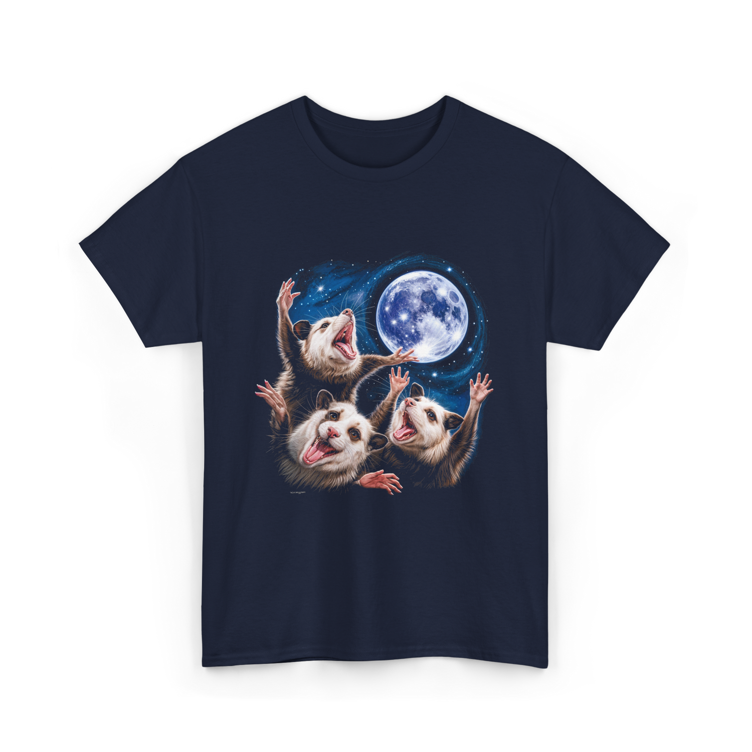 Three Possums Moon Opossum T-Shirt - Navy