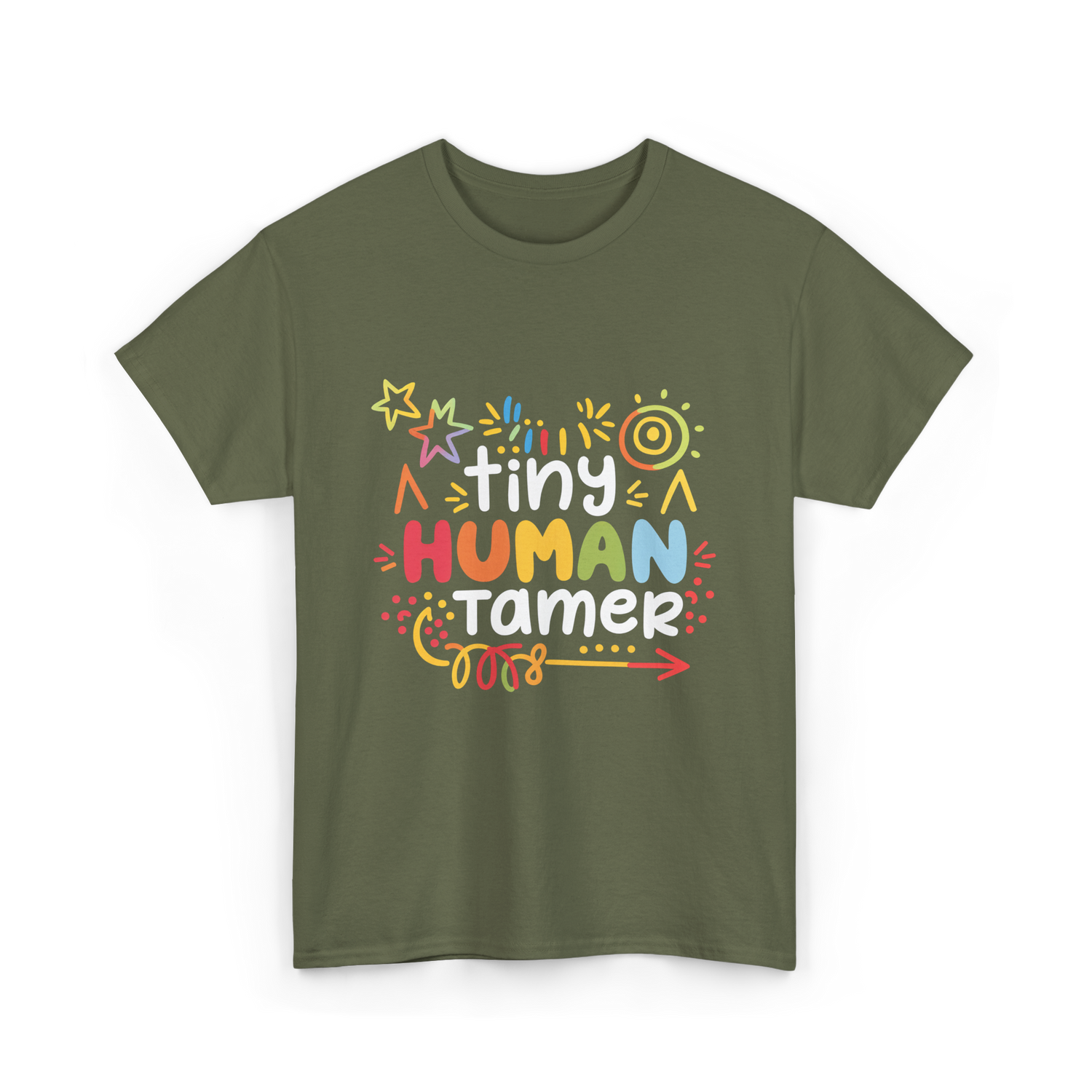 Tiny Human Tamer Caregiver T-Shirt - Military Green
