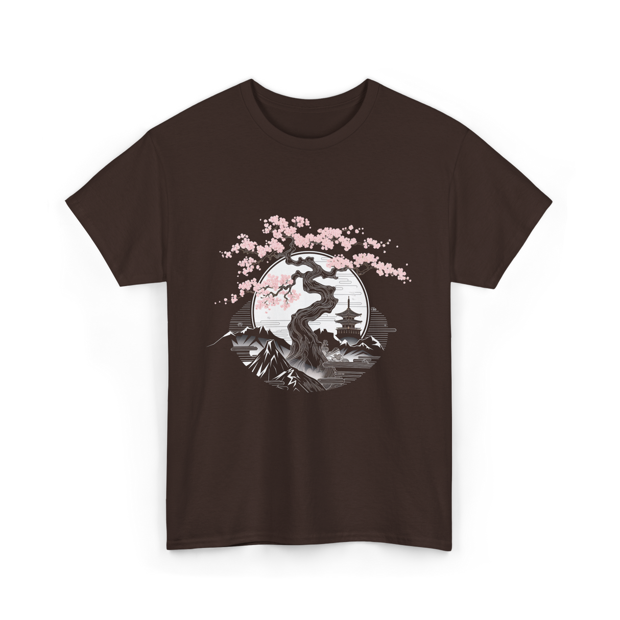 Tree Landscape Cherry Blossom T-Shirt - Dark Chocolate