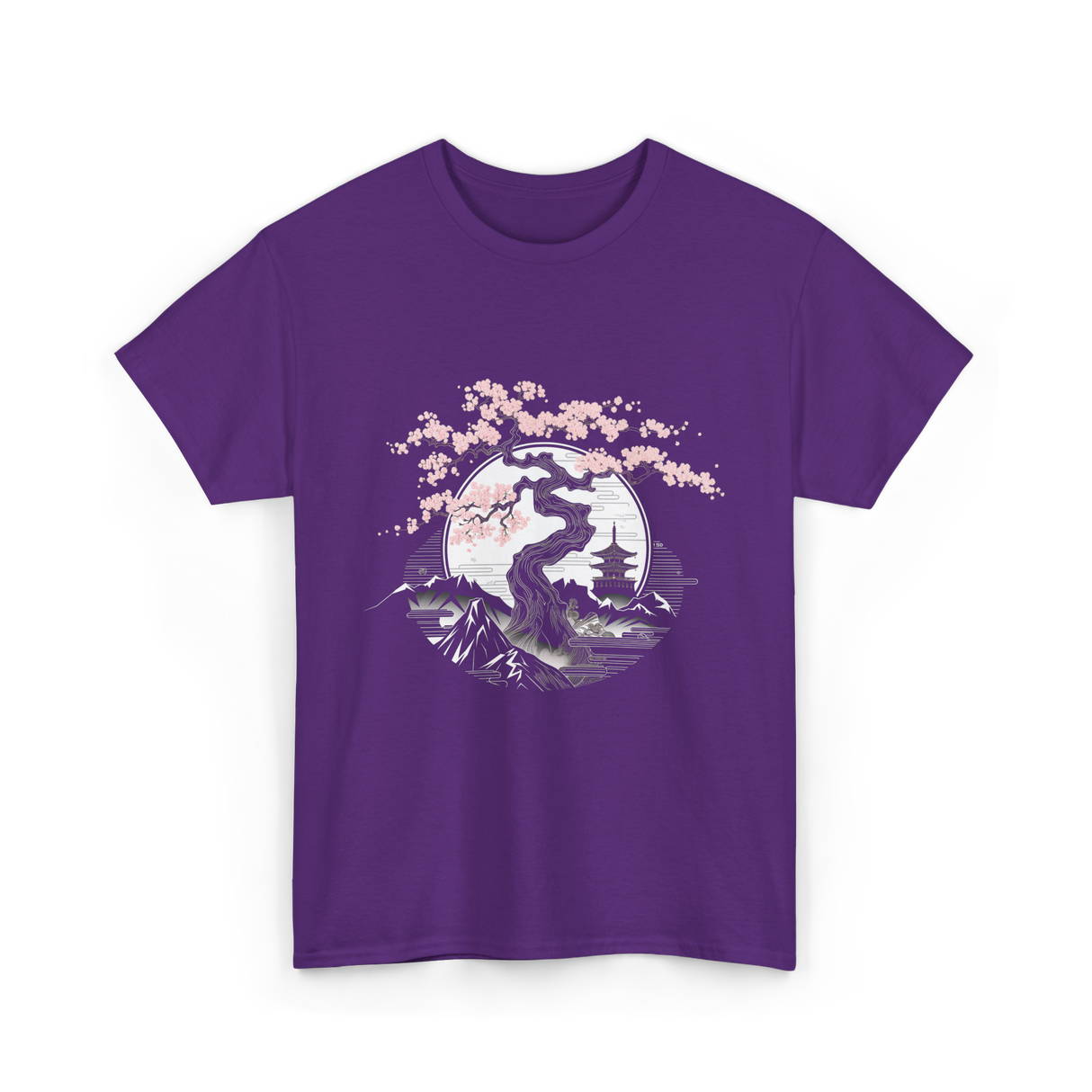 Tree Landscape Cherry Blossom T-Shirt - Purple