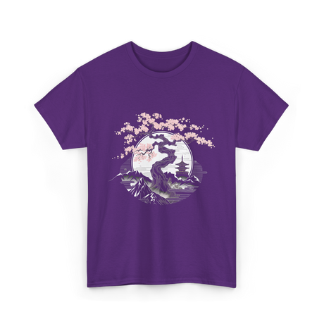 Tree Landscape Cherry Blossom T-Shirt - Purple