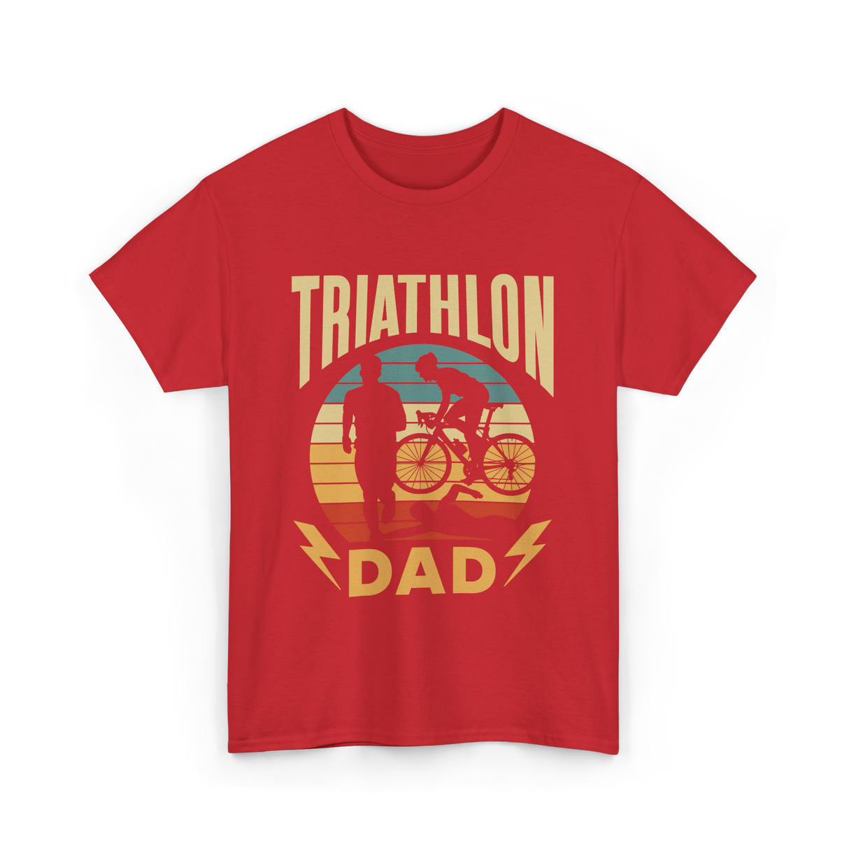 Triathlon Dad Triathlon Sports Father T-Shirt - Red