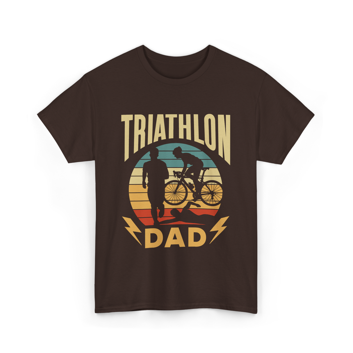 Triathlon Dad Triathlon Sports Father T-Shirt - Dark Chocolate