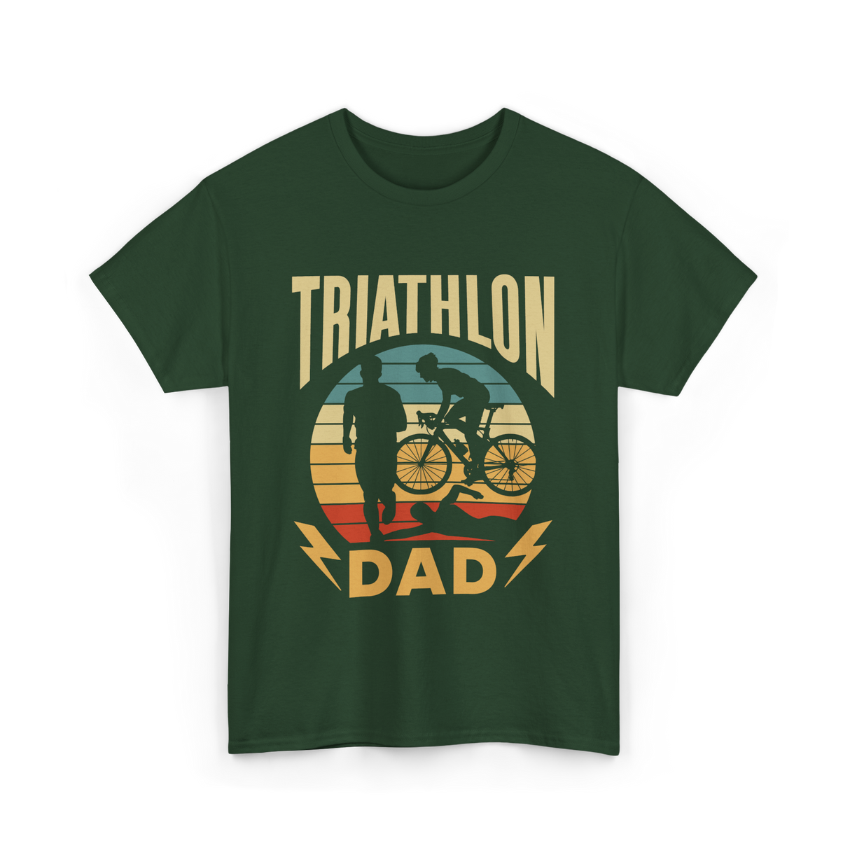 Triathlon Dad Triathlon Sports Father T-Shirt - Forest Green