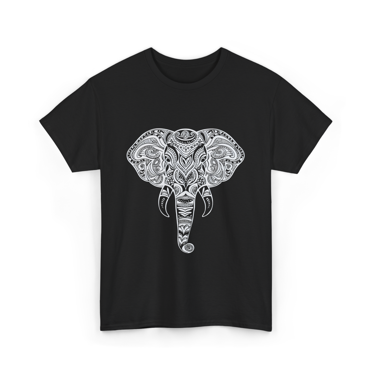 Tribal Elephant Art Elephant T-Shirt - Black