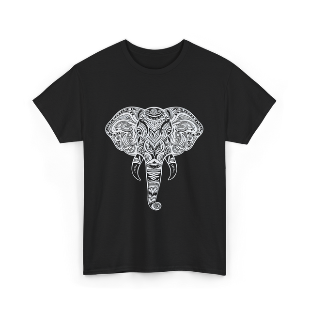 Tribal Elephant Art Elephant T-Shirt - Black