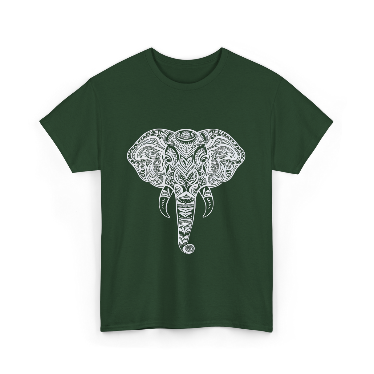 Tribal Elephant Art Elephant T-Shirt - Forest Green