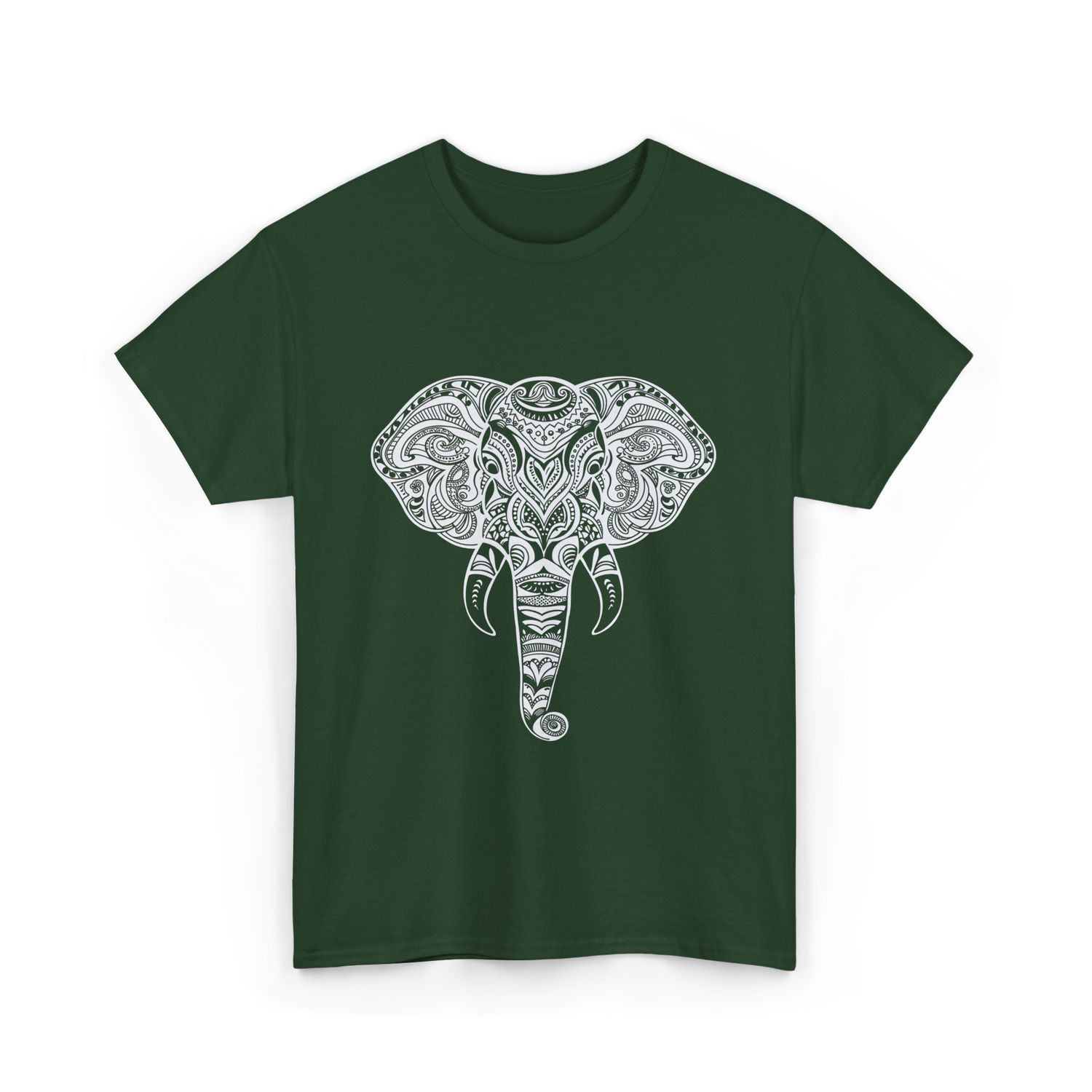 Tribal Elephant Art Elephant T-Shirt - Forest Green