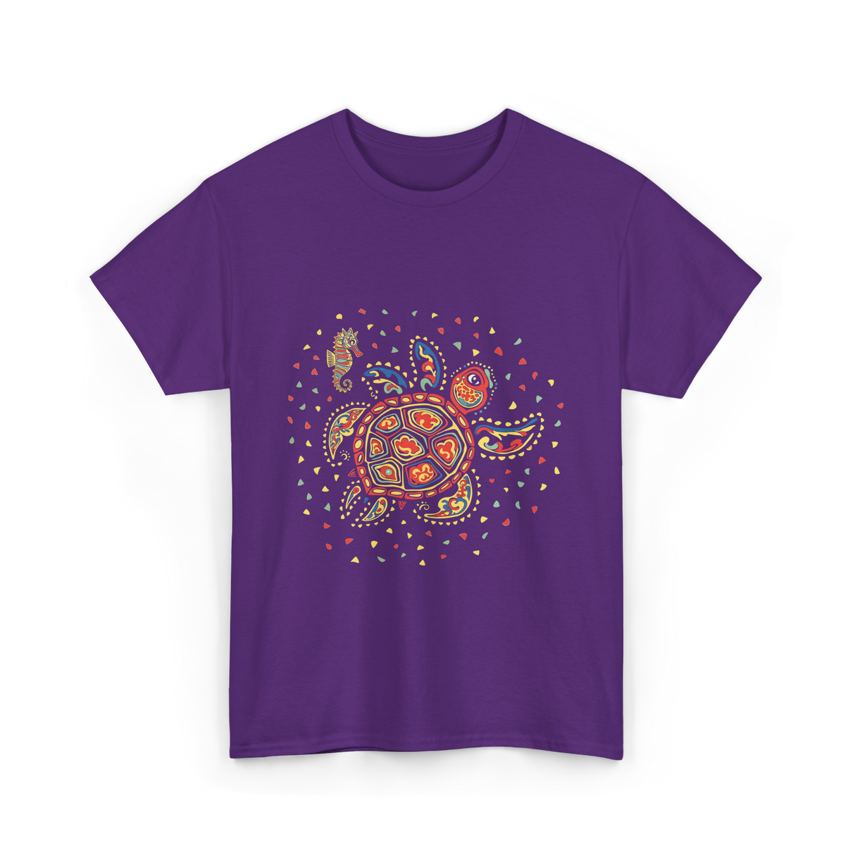Turtle Mola Artwork Kuna Tribe T-Shirt - Purple