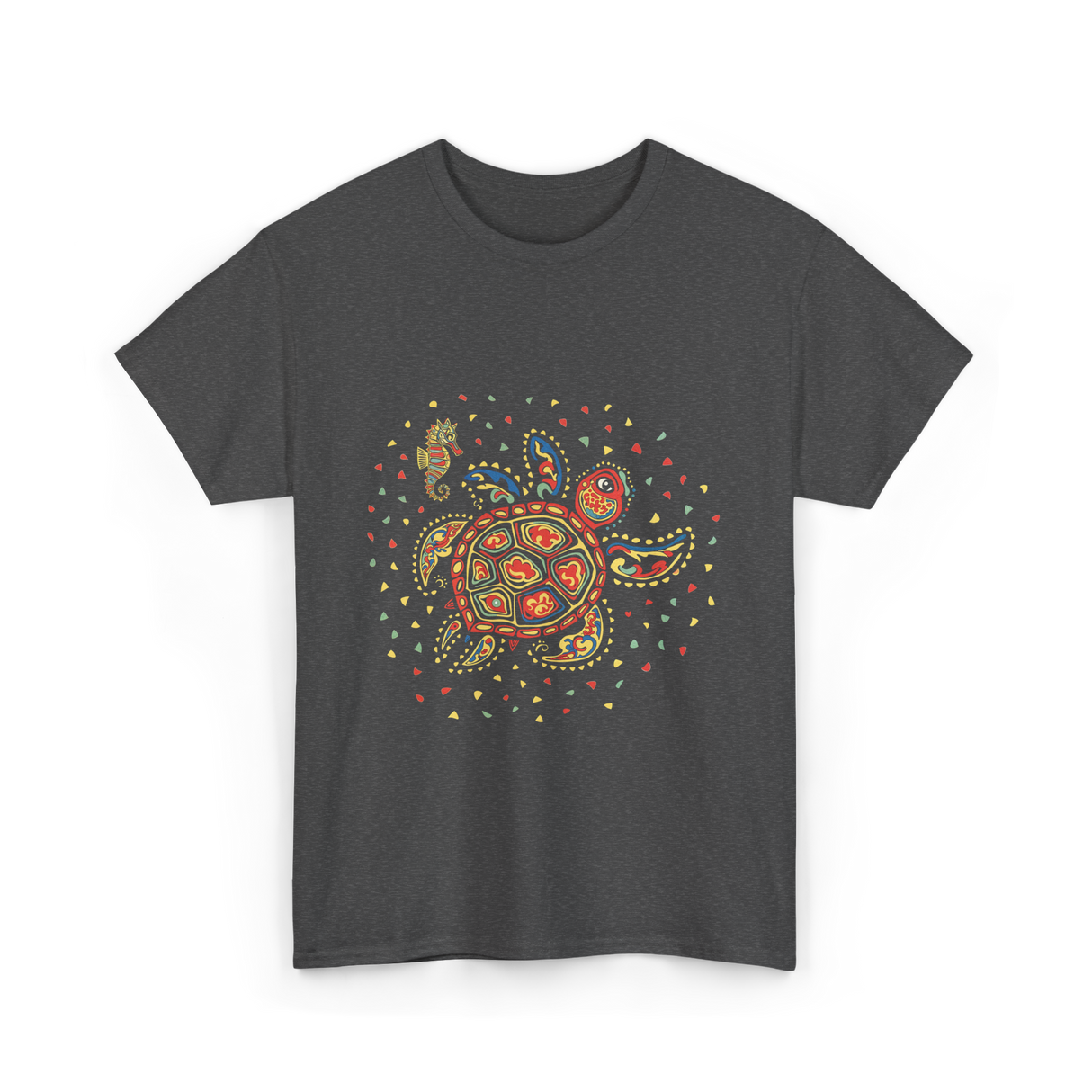 Turtle Mola Artwork Kuna Tribe T-Shirt - Dark Heather