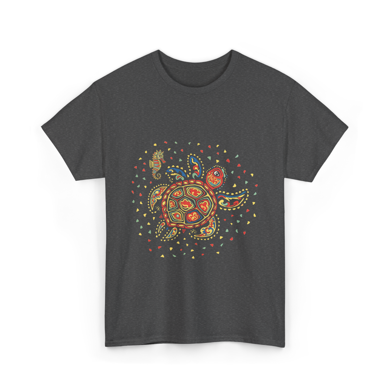 Turtle Mola Artwork Kuna Tribe T-Shirt - Dark Heather