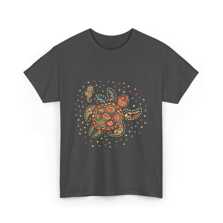 Turtle Mola Artwork Kuna Tribe T-Shirt - Dark Heather