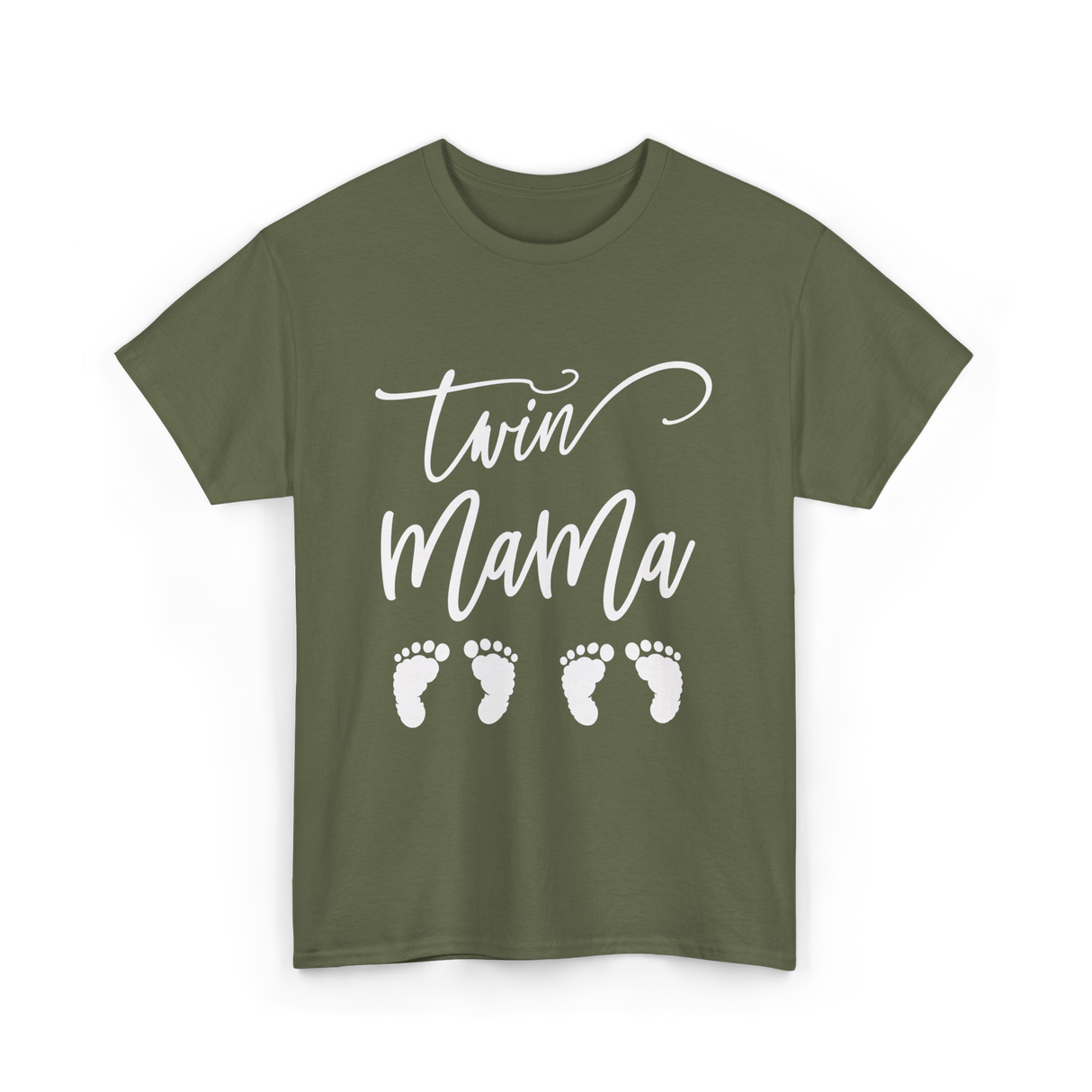 Twin Mama Expecting Twins T-Shirt - Military Green