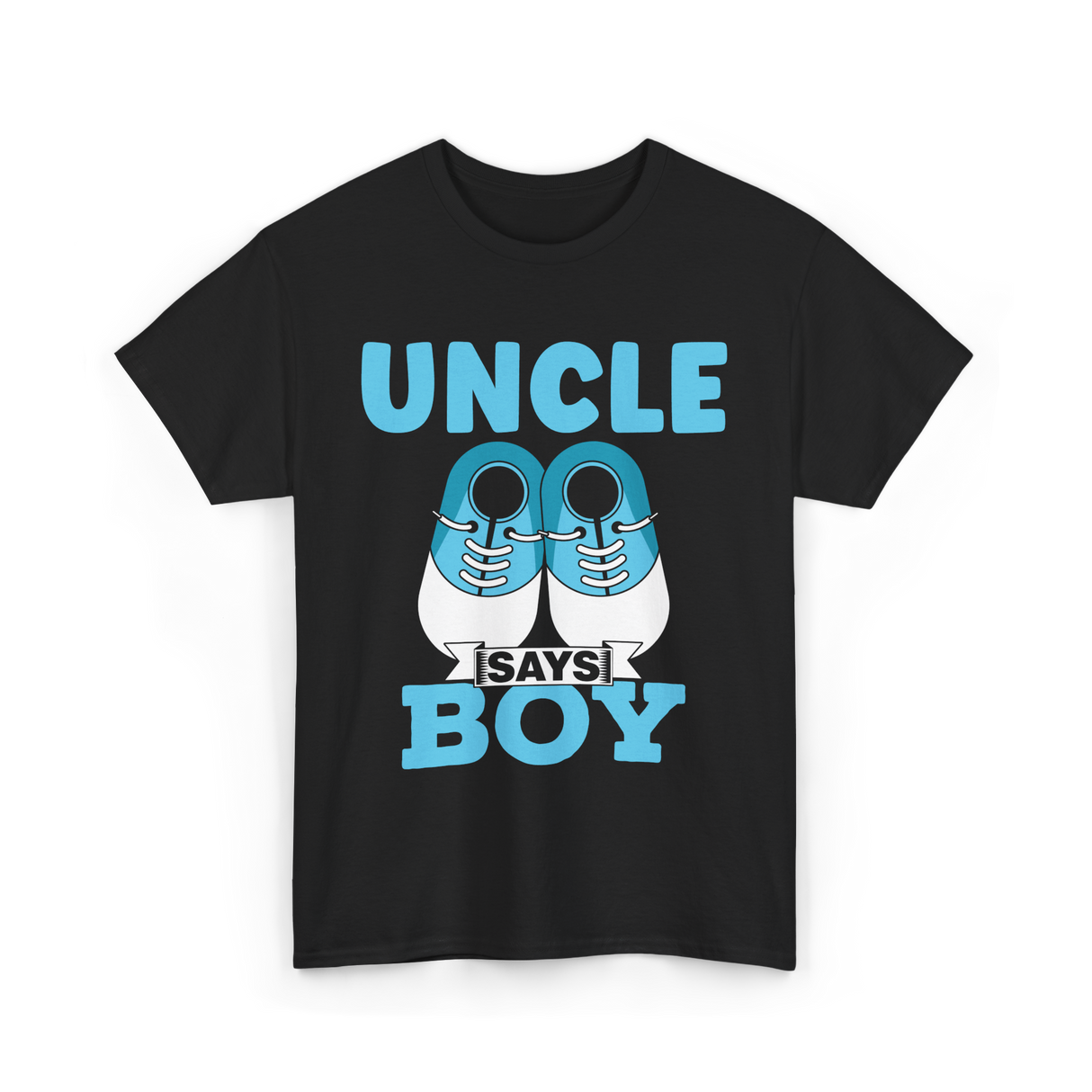 Uncle Says Boy Blue Gender Reveal T-Shirt - Black
