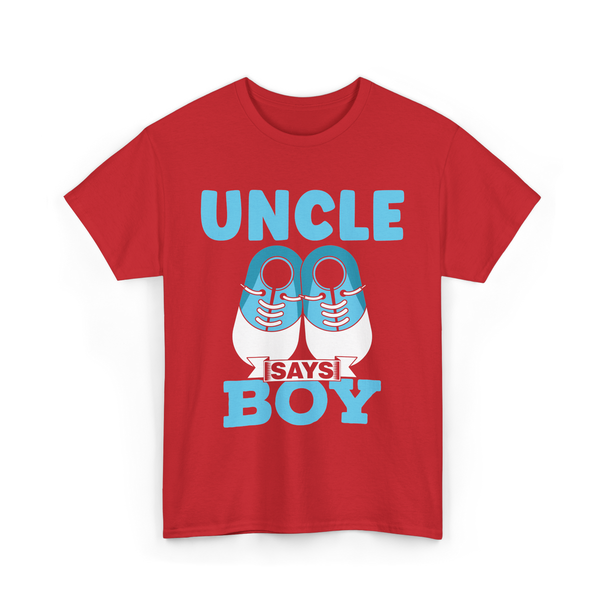 Uncle Says Boy Blue Gender Reveal T-Shirt - Red