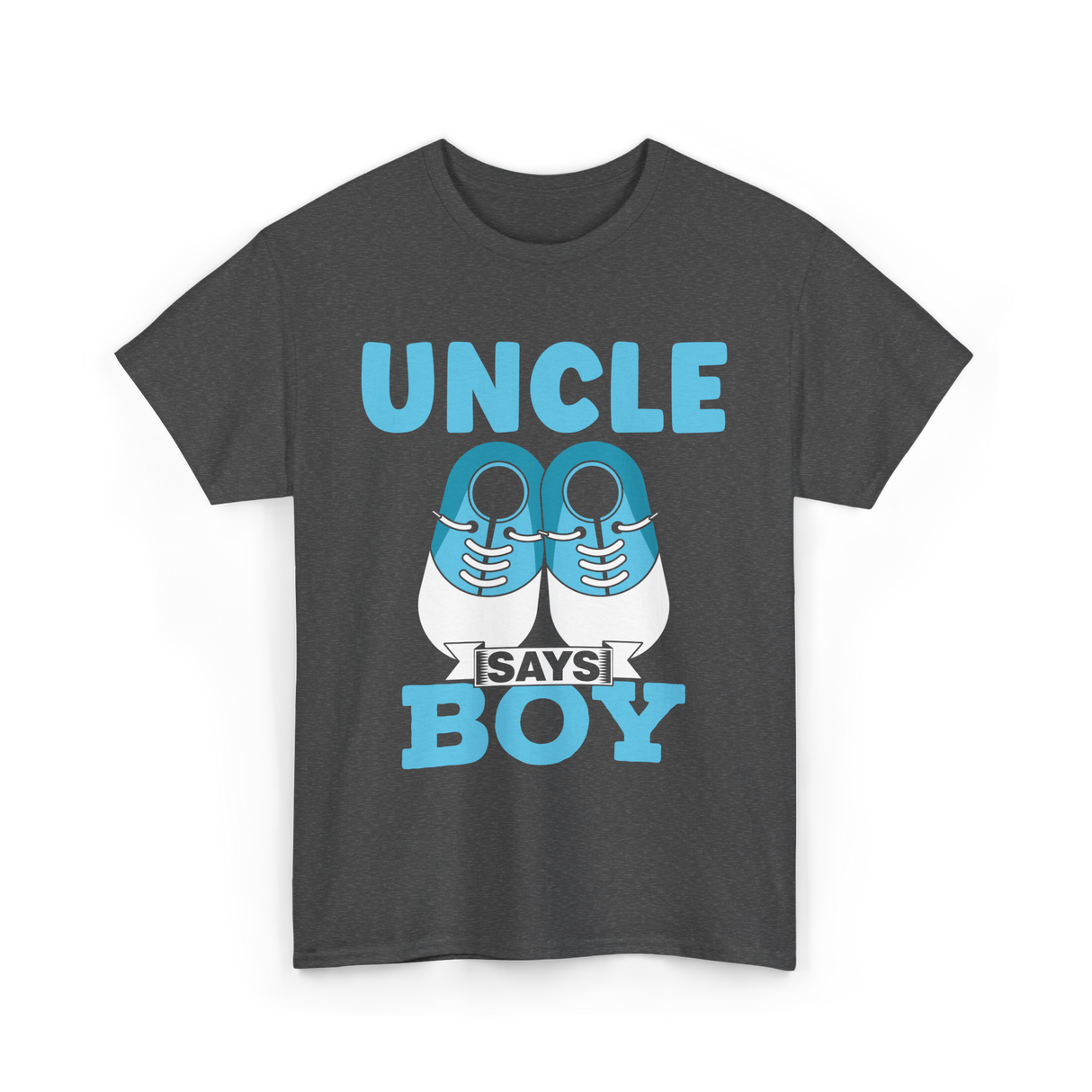 Uncle Says Boy Blue Gender Reveal T-Shirt - Dark Heather