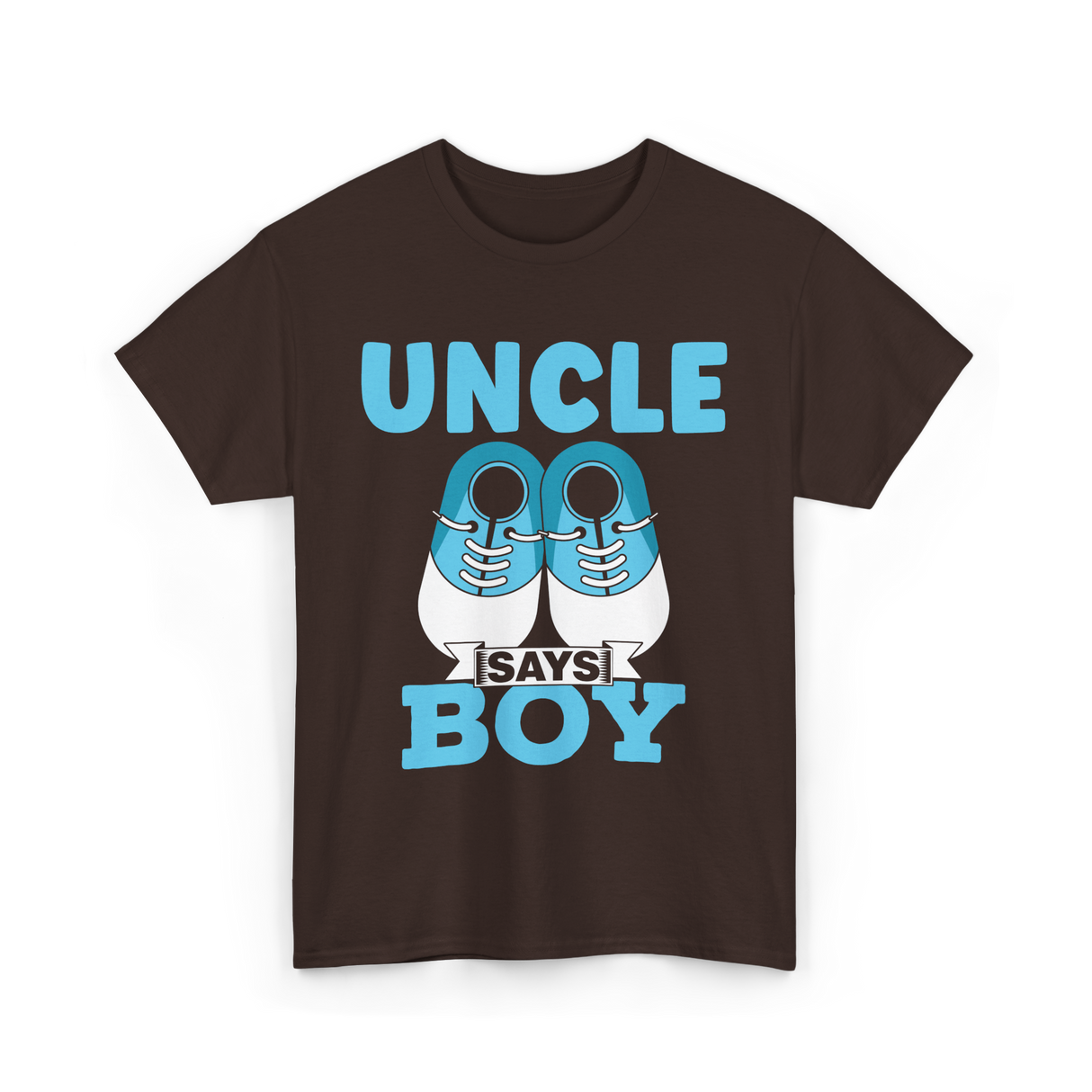 Uncle Says Boy Blue Gender Reveal T-Shirt - Dark Chocolate